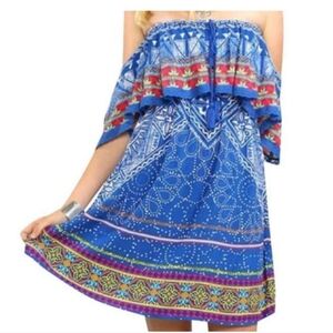 NWT Small Flying tomato festive colorful dress cold shoulder